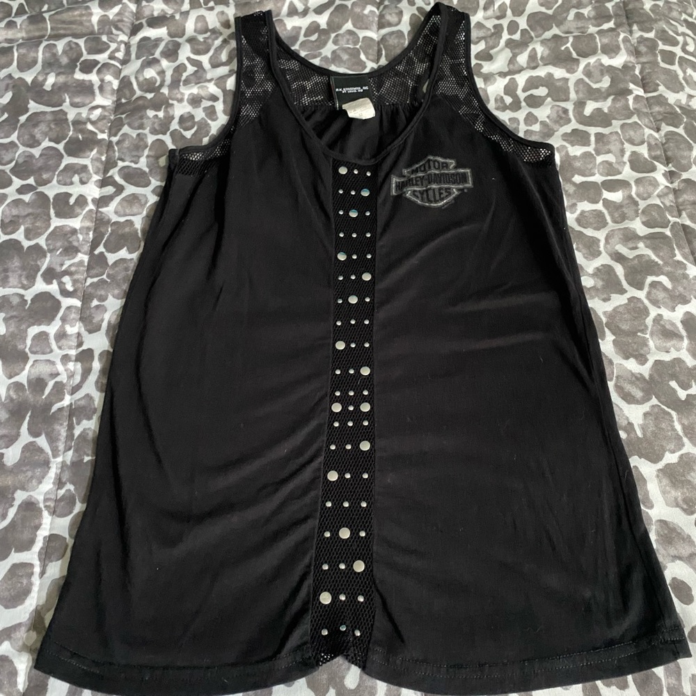 Harley-Davidson tank, fishnet centerpiece Sz MD